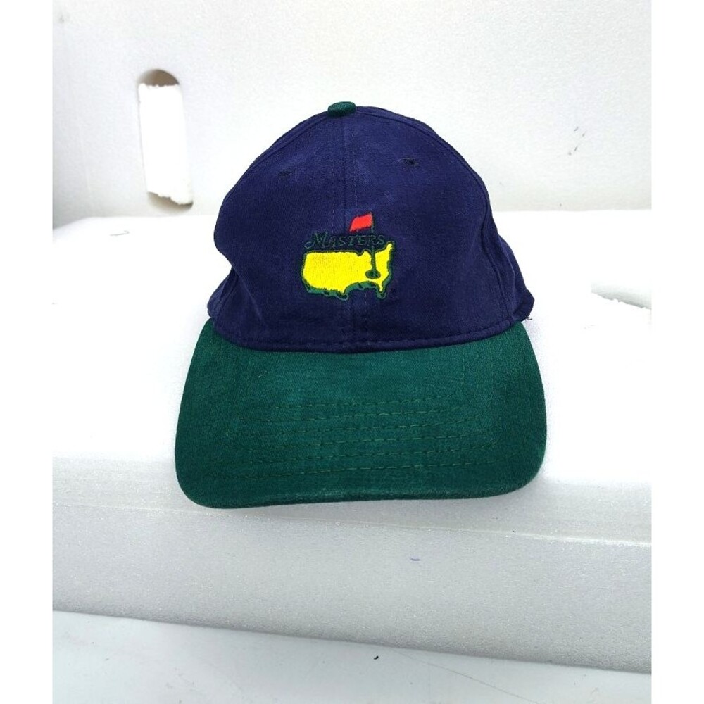 Vtg Masters Hat Golf Cap Green Blue Spell Out Embroidered Sz Medium (21") md USA